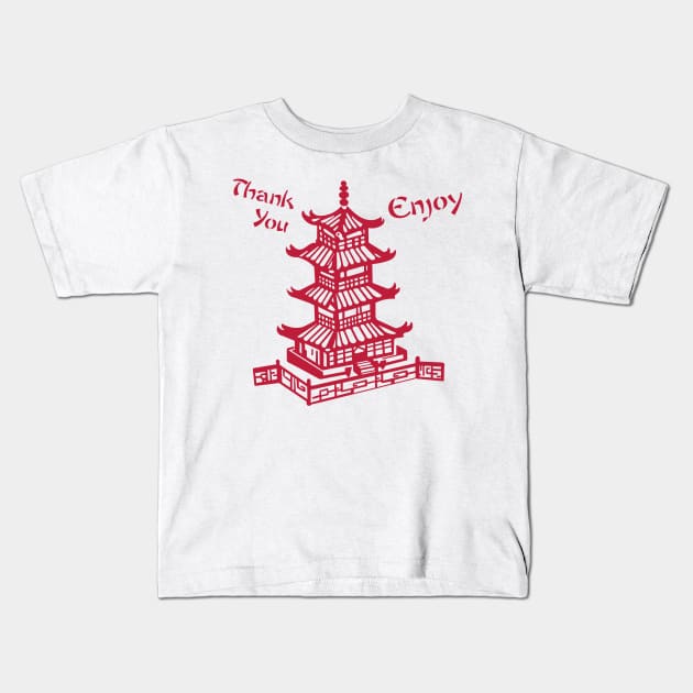 Chinese Takeaway Pagoda Enjoy Kids T-Shirt by Meta Cortex